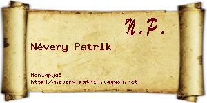 Névery Patrik névjegykártya